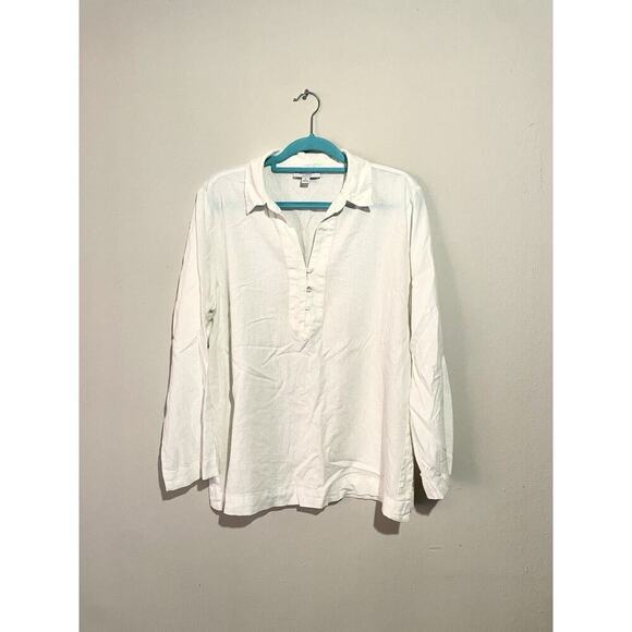 Ann Taylor Weekend Size XL Linen Off White Shirt Blouse Top Women Stylish - Picture 1 of 8